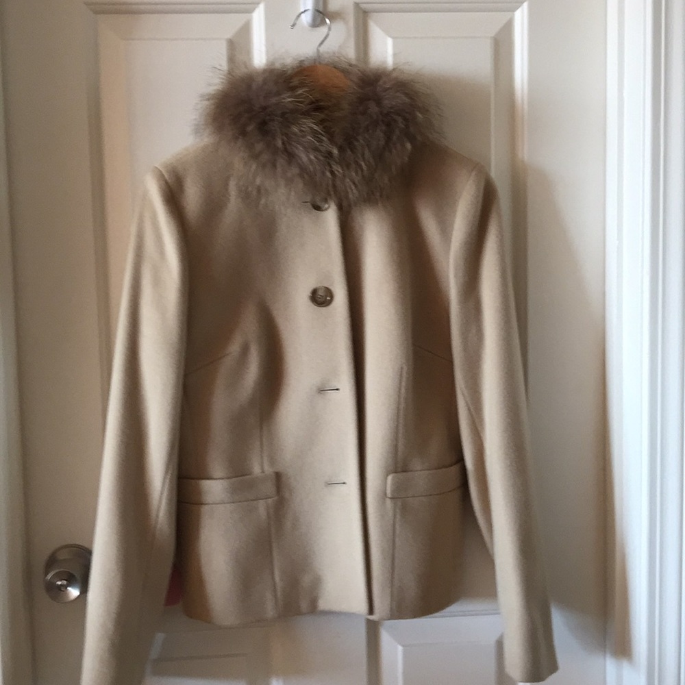 Ann Taylor wool coat with real fur collar